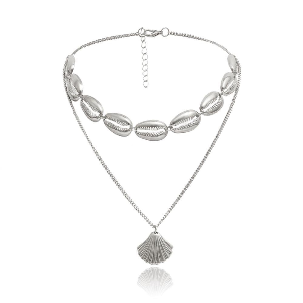 Shell Choker Necklace, Silver